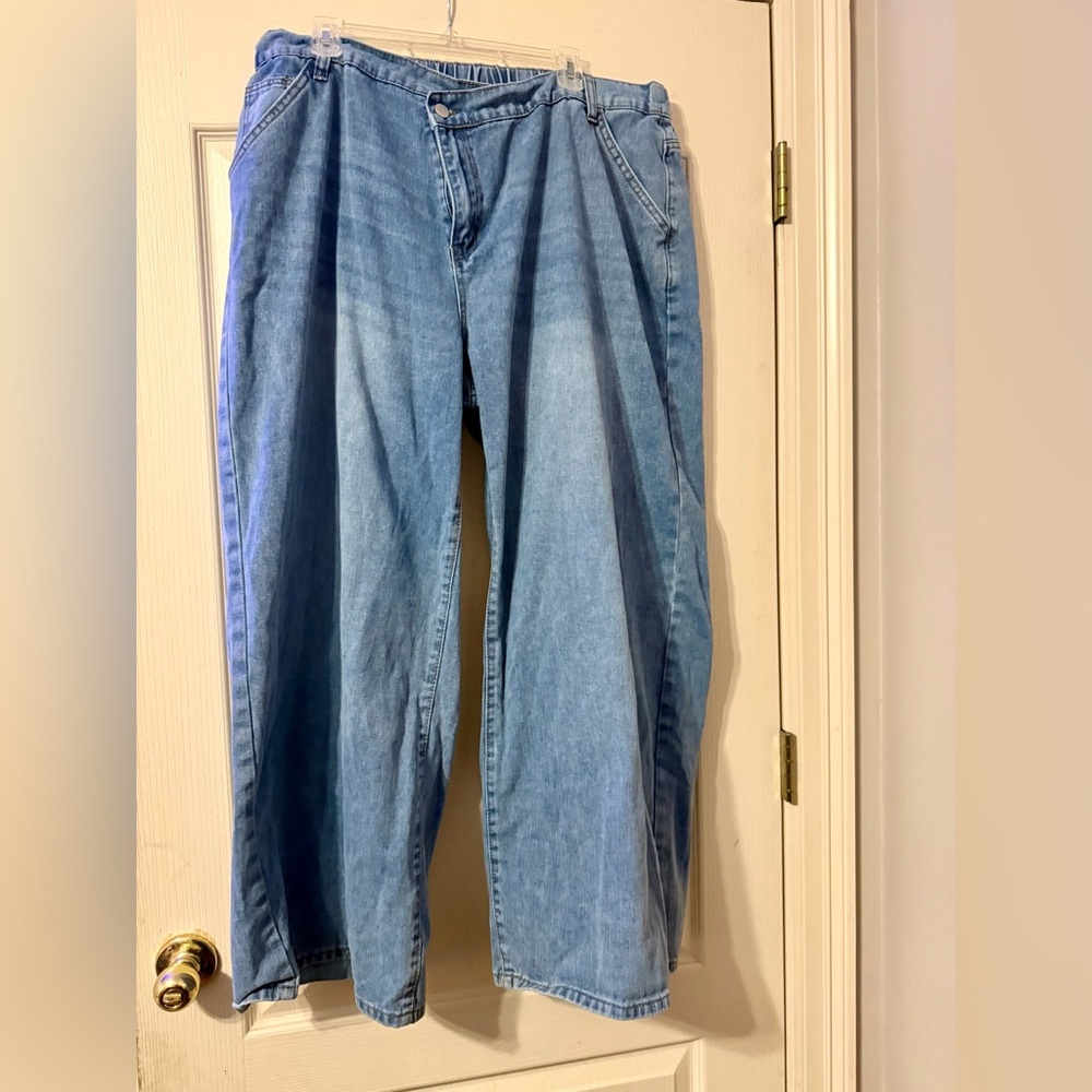 SHEIN Plus Size Wide-Leg Light Wash Jeans | Size 3X | High-Rise Denim